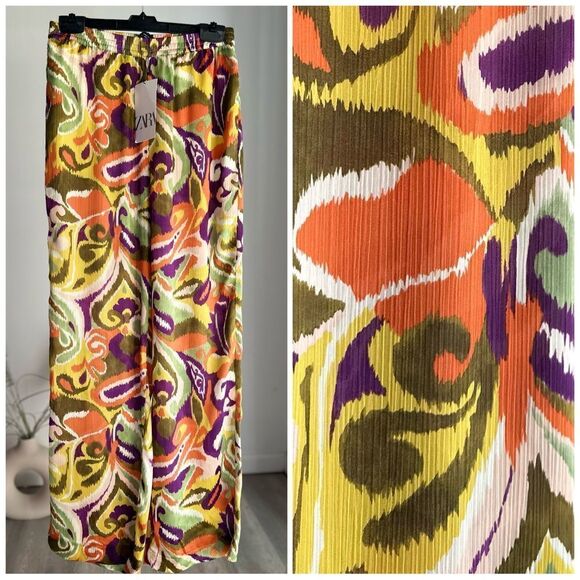 Zara Printed Straight Pants New - Picture 2 of 6